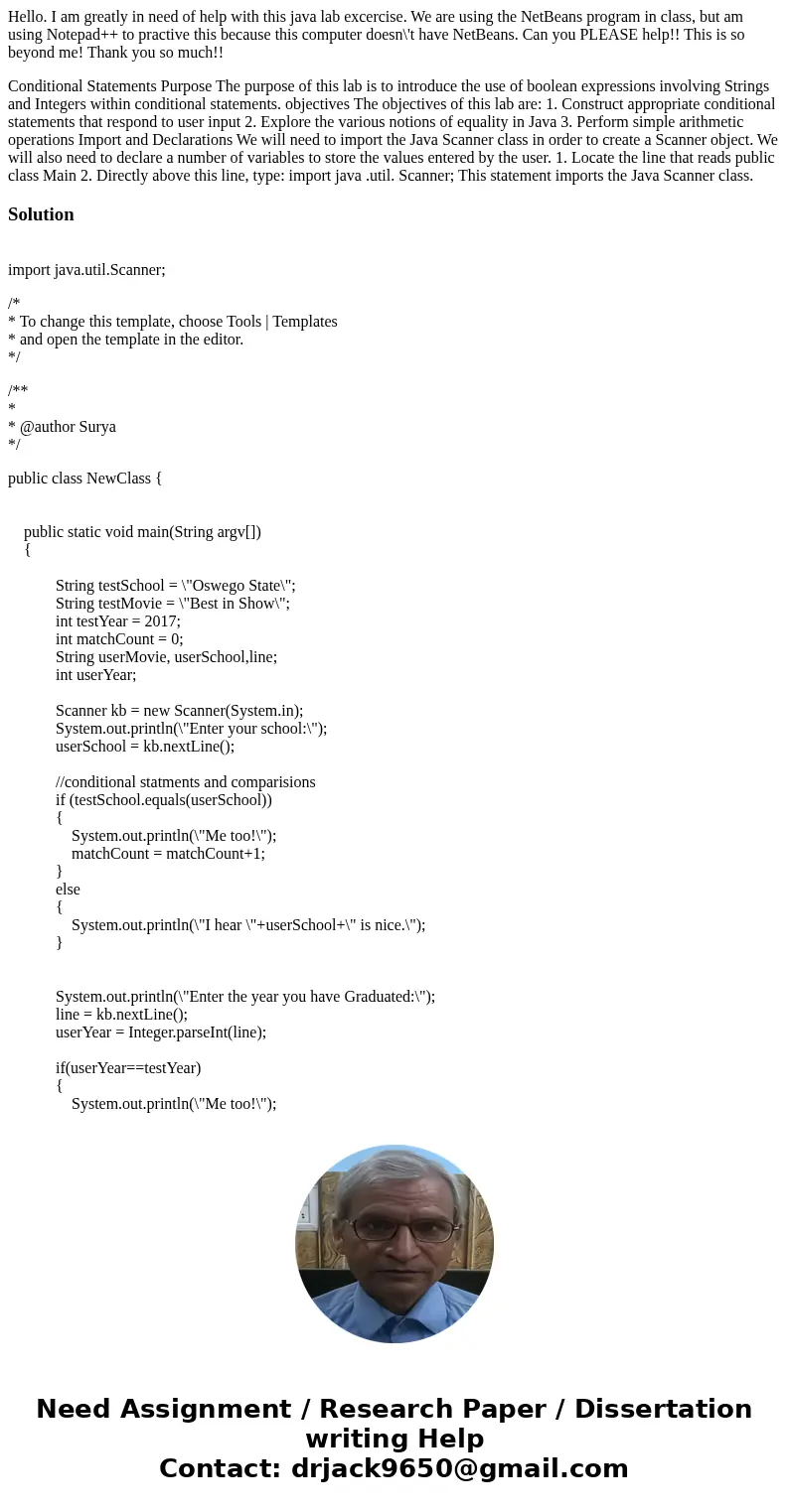 Hello. I am greatly in need of help with this java lab excercise. We are using the NetBeans program in class, but am using Notepad++ to practive this because th Hello. I am greatly in need of help with this java lab excercise. We are using the NetBeans program in class, but am using Notepad++ to practive this because th