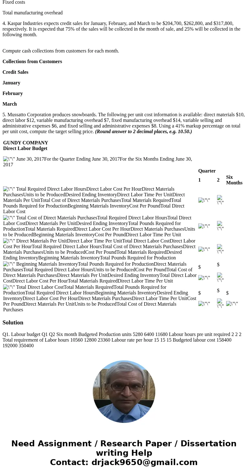 Hello, I am working on the homework below, I would be very grateful for help in solving it. 1. For Gundy Company, units to be produced are 5,280 in quarter 1 an