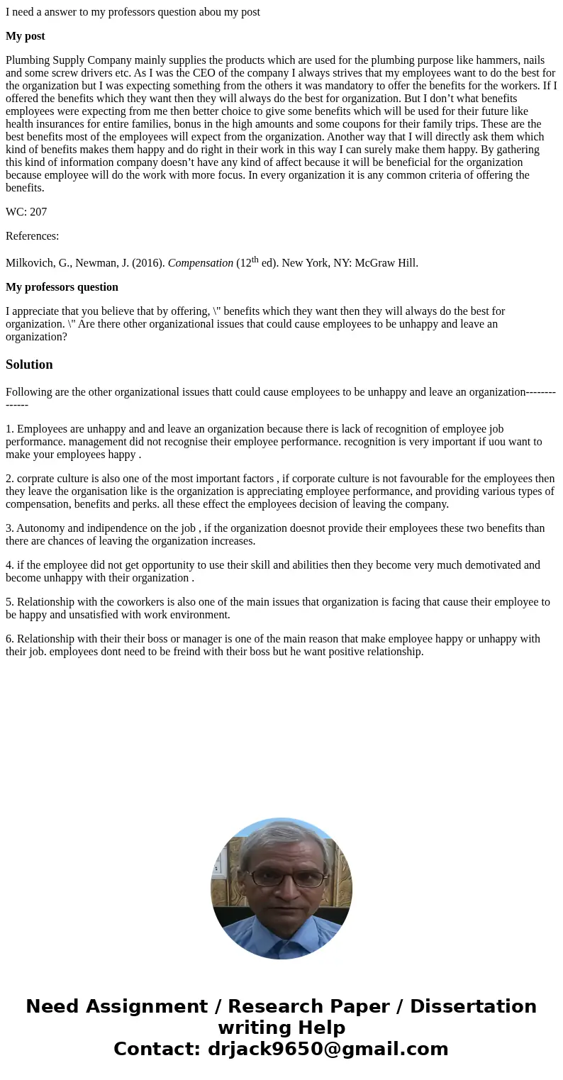 I need a answer to my professors question abou my post My post Plumbing Supply Company mainly supplies the products which are used for the plumbing purpose like I need a answer to my professors question abou my post My post Plumbing Supply Company mainly supplies the products which are used for the plumbing purpose like