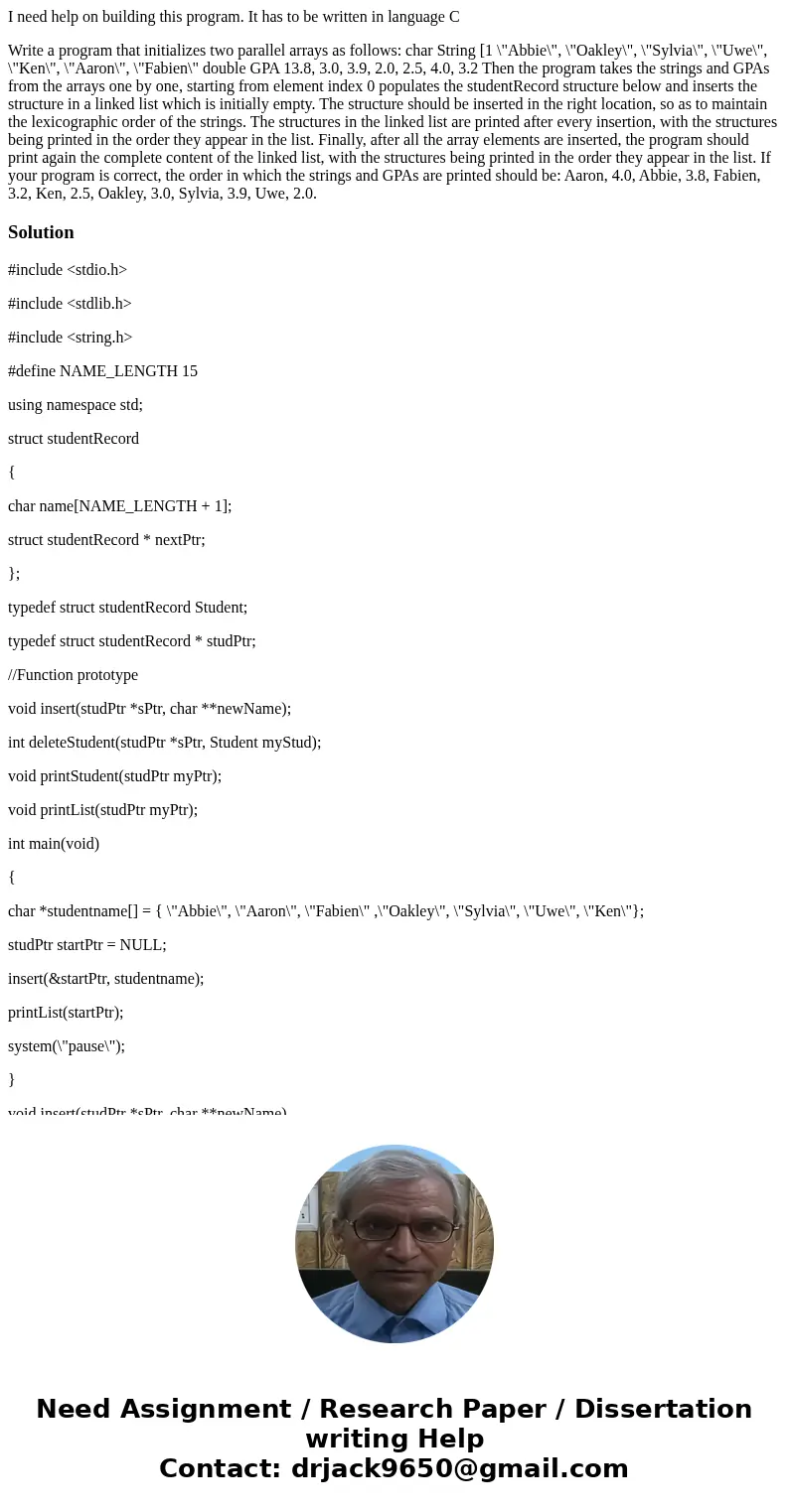 I need help on building this program. It has to be written in language C Write a program that initializes two parallel arrays as follows: char String [1 \