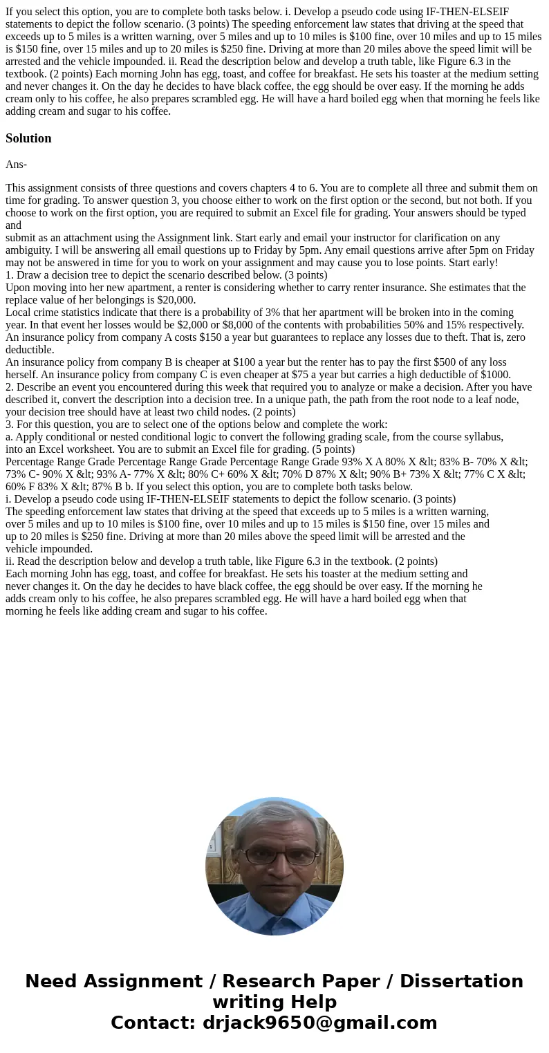 If you select this option, you are to complete both tasks below. i. Develop a pseudo code using IF-THEN-ELSEIF statements to depict the follow scenario. (3 poin