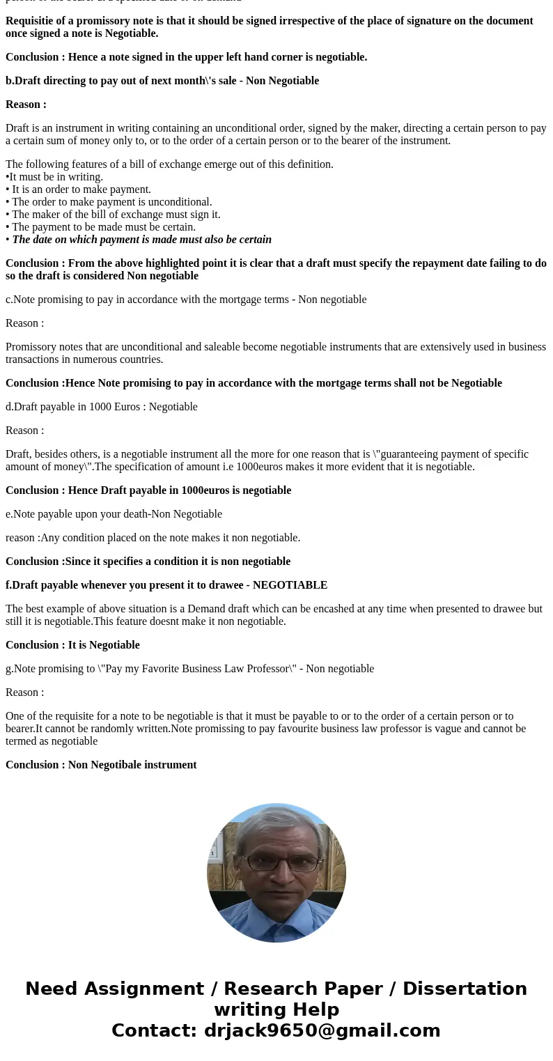 in each of these independent situations please decide whether the following items on the fact of an OTHERWISE negotiable instrument renders the instrument non-n in each of these independent situations please decide whether the following items on the fact of an OTHERWISE negotiable instrument renders the instrument non-n