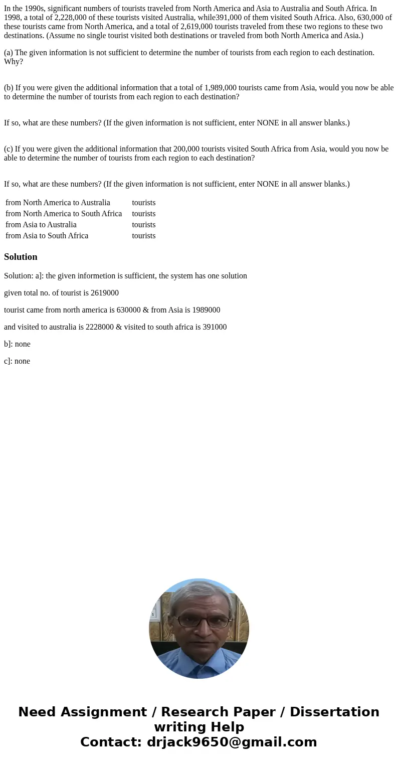 In the 1990s, significant numbers of tourists traveled from North America and Asia to Australia and South Africa. In 1998, a total of 2,228,000 of these tourist In the 1990s, significant numbers of tourists traveled from North America and Asia to Australia and South Africa. In 1998, a total of 2,228,000 of these tourist