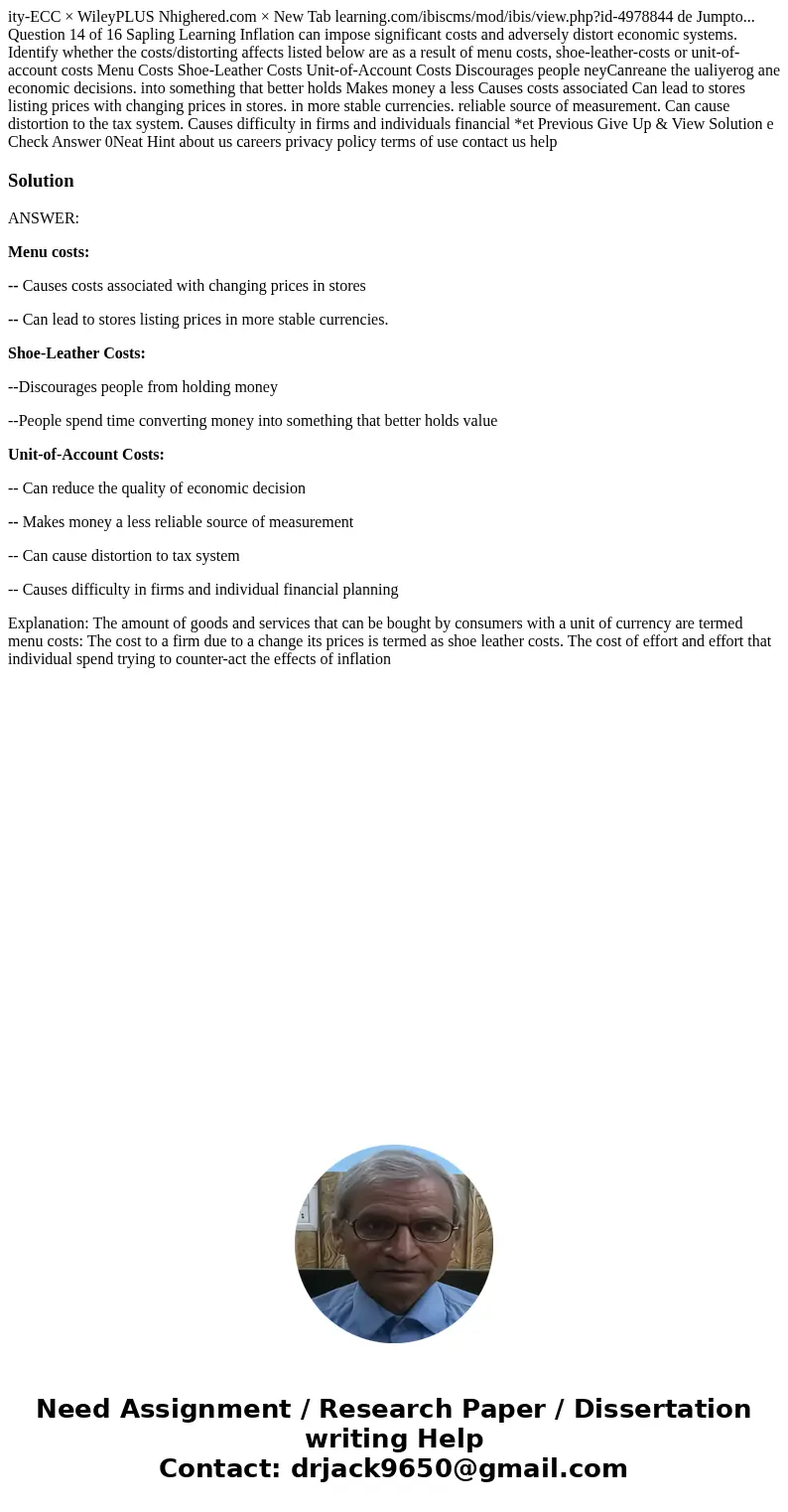  ity-ECC × WileyPLUS Nhighered.com × New Tab learning.com/ibiscms/mod/ibis/view.php?id-4978844 de Jumpto... Question 14 of 16 Sapling Learning Inflation can imp