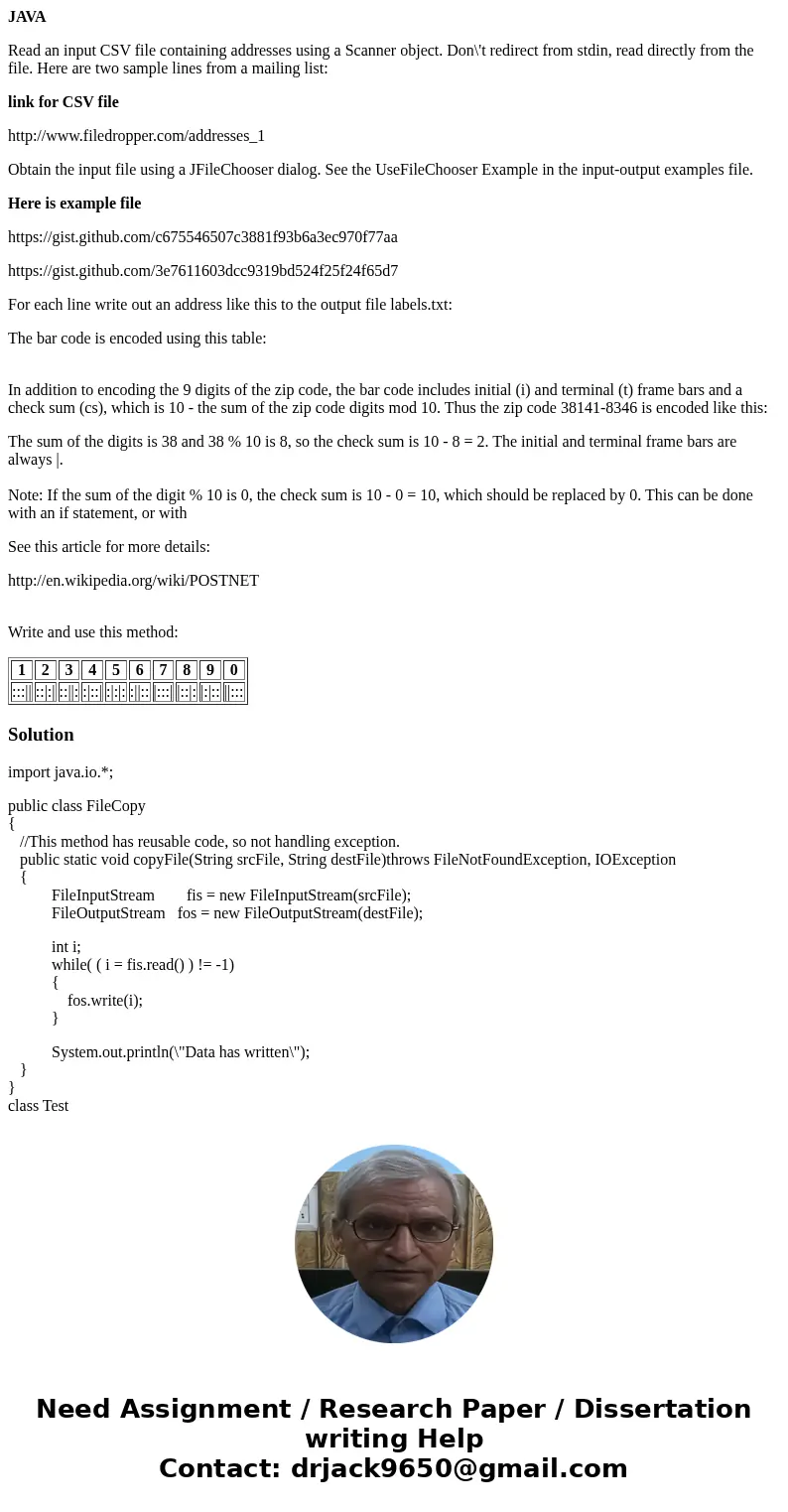 JAVA Read an input CSV file containing addresses using a Scanner object. Don\'t redirect from stdin, read directly from the file. Here are two sample lines from