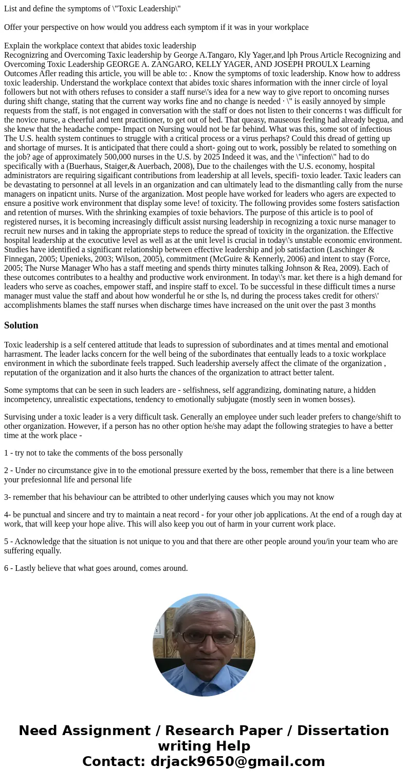 List and define the symptoms of \