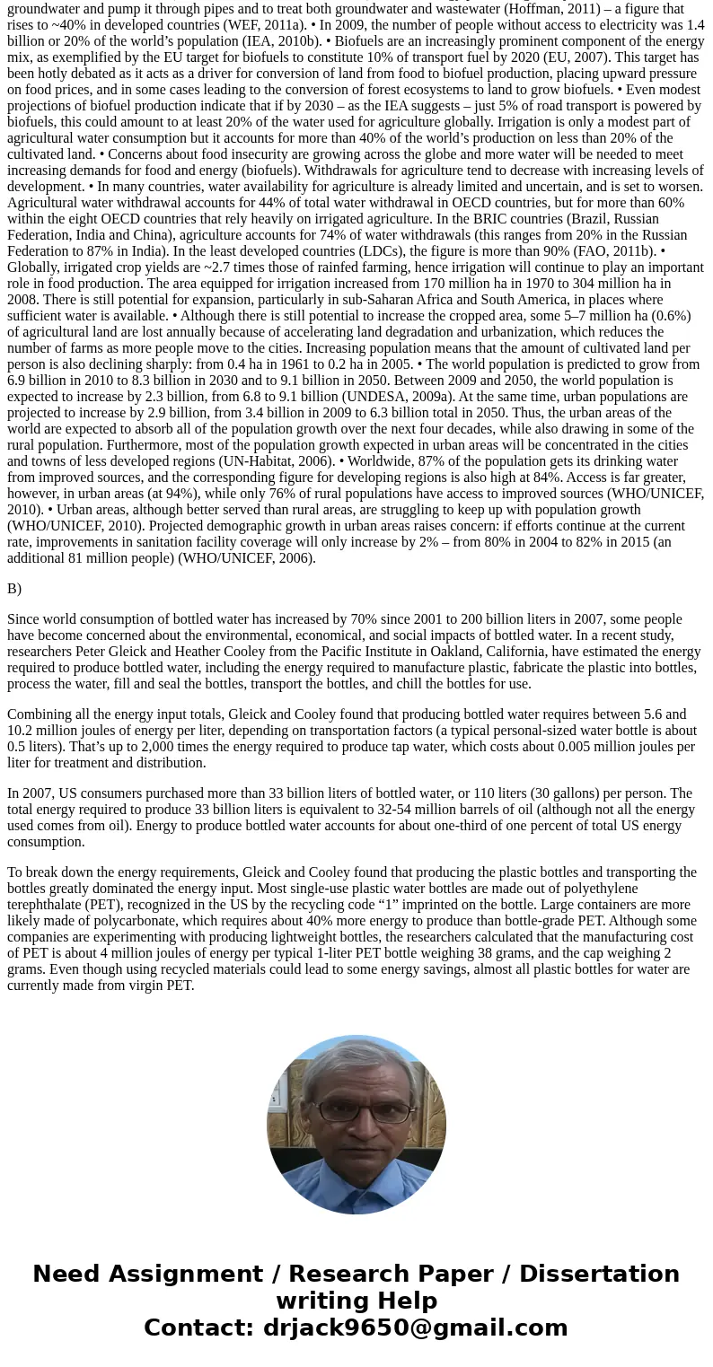 Many developing countries do not have the infrastructure to provide reliable safe drinking water a. Would it be practical globally for such populations to rely  Many developing countries do not have the infrastructure to provide reliable safe drinking water a. Would it be practical globally for such populations to rely