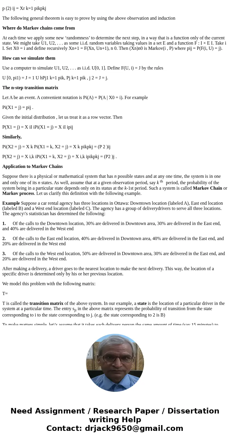 Markov Chains question involving transition probabilities. Please help! A hard drive in a data center lasts k periods before failing with probability for be the Markov Chains question involving transition probabilities. Please help! A hard drive in a data center lasts k periods before failing with probability for be the