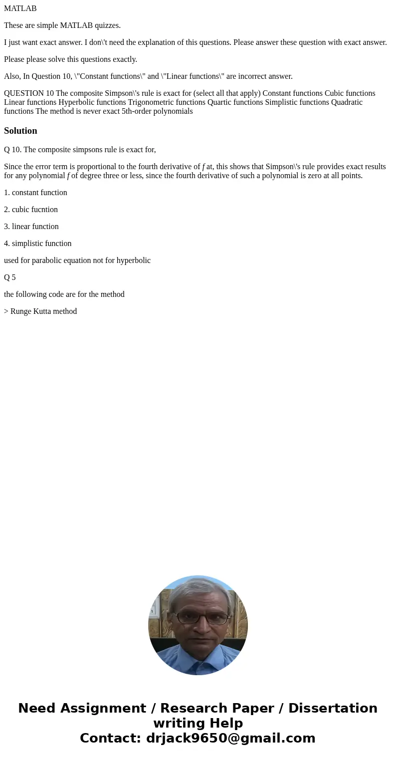 MATLAB These are simple MATLAB quizzes. I just want exact answer. I don\'t need the explanation of this questions. Please answer these question with exact answe MATLAB These are simple MATLAB quizzes. I just want exact answer. I don\'t need the explanation of this questions. Please answer these question with exact answe