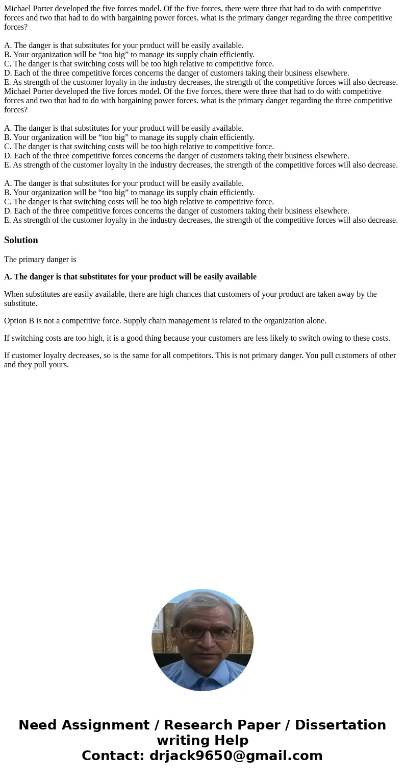 Michael Porter developed the five forces model. Of the five forces, there were three that had to do with competitive forces and two that had to do with bargain  Michael Porter developed the five forces model. Of the five forces, there were three that had to do with competitive forces and two that had to do with bargain