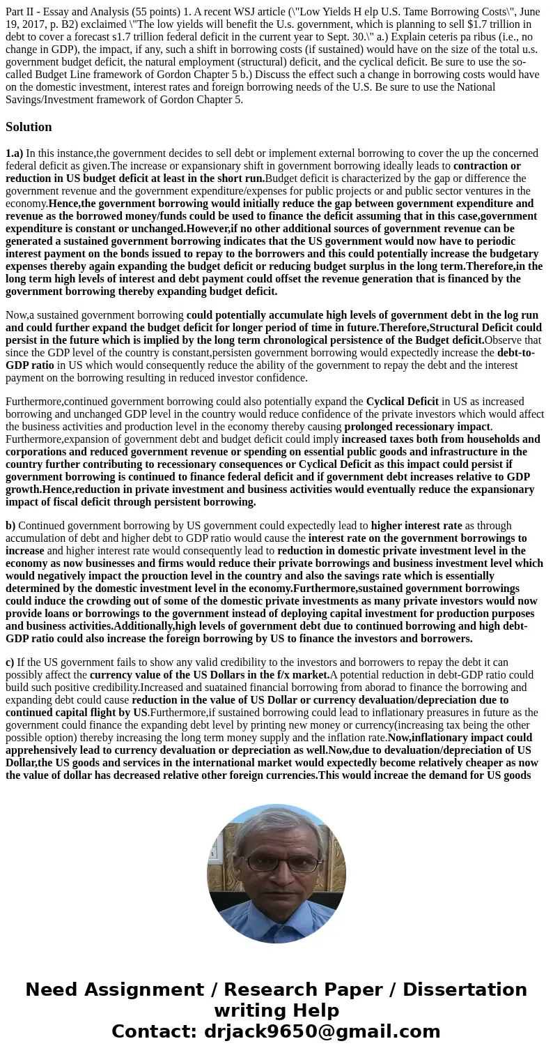 Part II - Essay and Analysis (55 points) 1. A recent WSJ article (\  Part II - Essay and Analysis (55 points) 1. A recent WSJ article (\