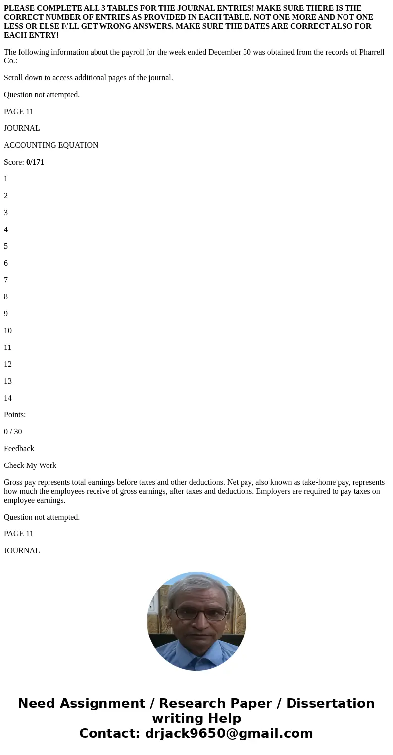 PLEASE COMPLETE ALL 3 TABLES FOR THE JOURNAL ENTRIES! MAKE SURE THERE IS THE CORRECT NUMBER OF ENTRIES AS PROVIDED IN EACH TABLE. NOT ONE MORE AND NOT ONE LESS 