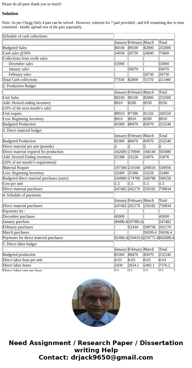  Please do all parts thank you so much!SolutionNote: As per Chegg Only 4 part can be solved . However, solution for 7 part provided , and left remaining due to 