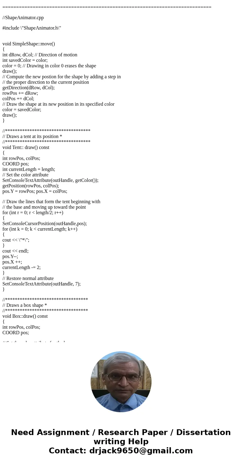 Please make the complete program, Distinguish between header files and class files. I give three of the classes below, but I do not know if they are complete.I 