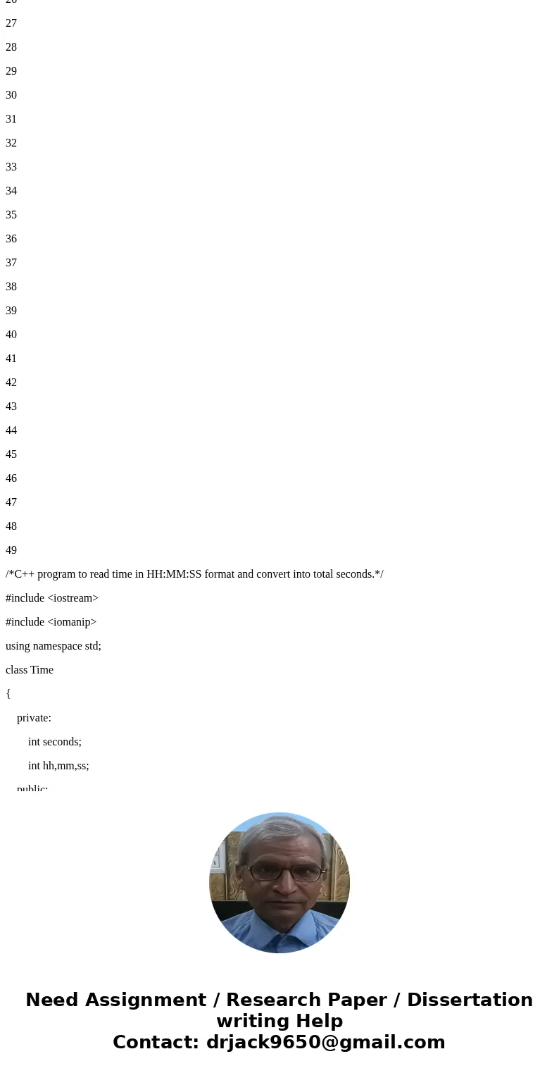 Please write in C++ 4. Time Format In Program 15-20, the file Time. h contains a Time class. Design a class called MilTime that is derived from the Time class. 