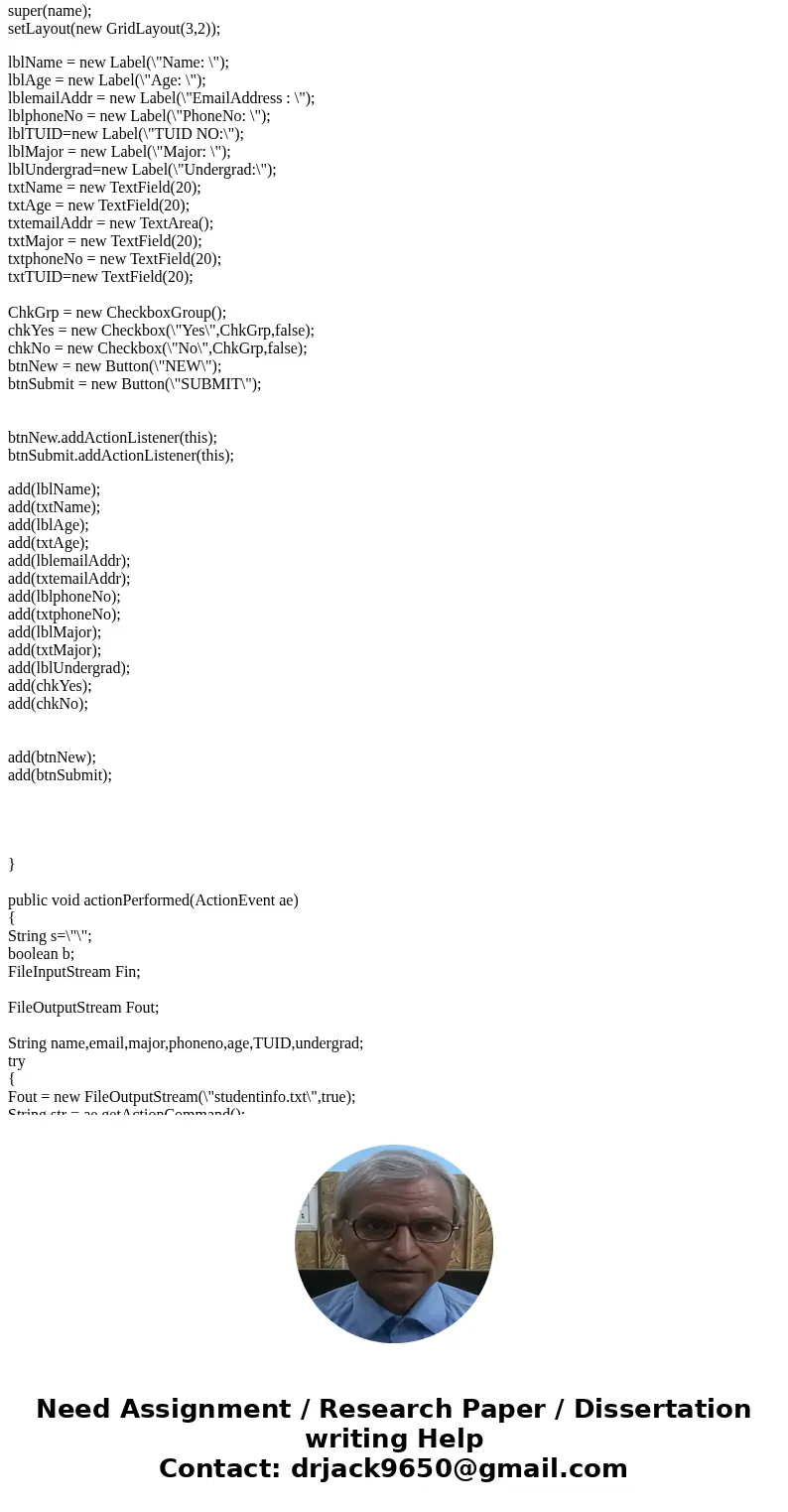 Please write the code in java. Assignment: Coding the Student Profile Program The assignment is to implement the Student Profile Program following the “requirem