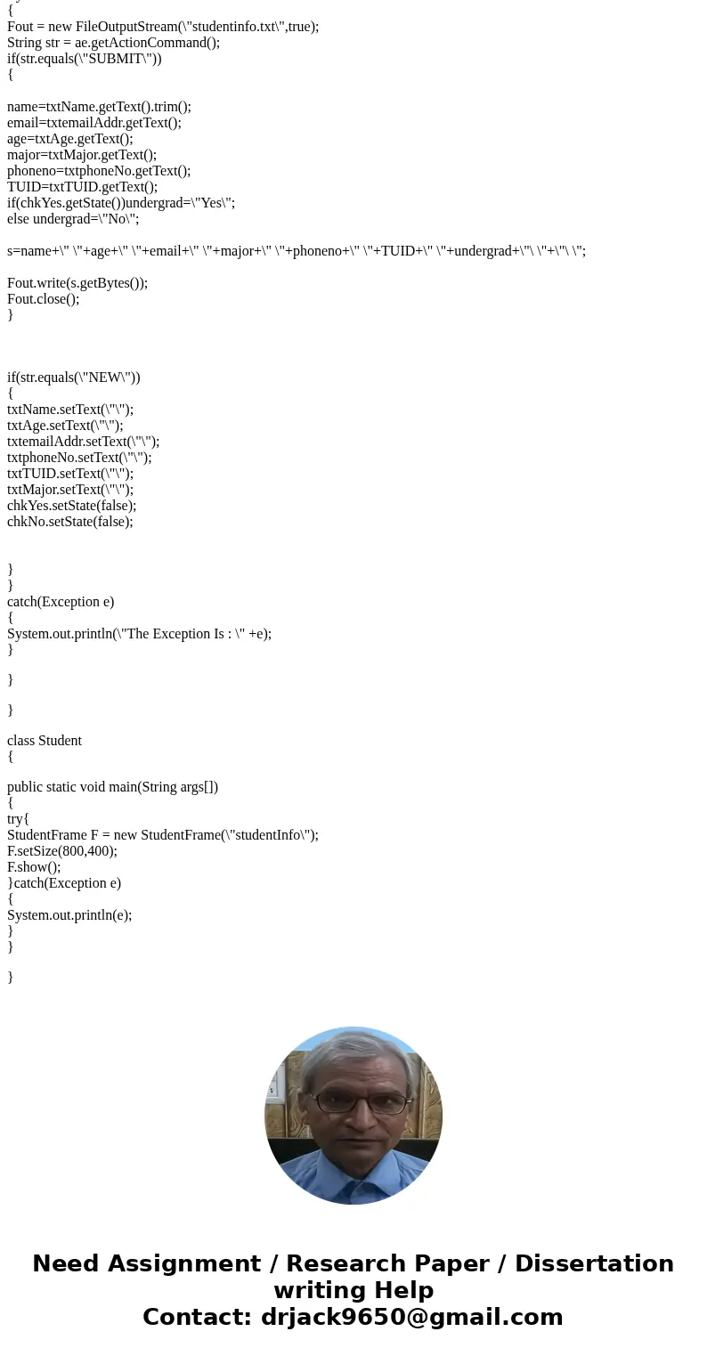 Please write the code in java. Assignment: Coding the Student Profile Program The assignment is to implement the Student Profile Program following the “requirem