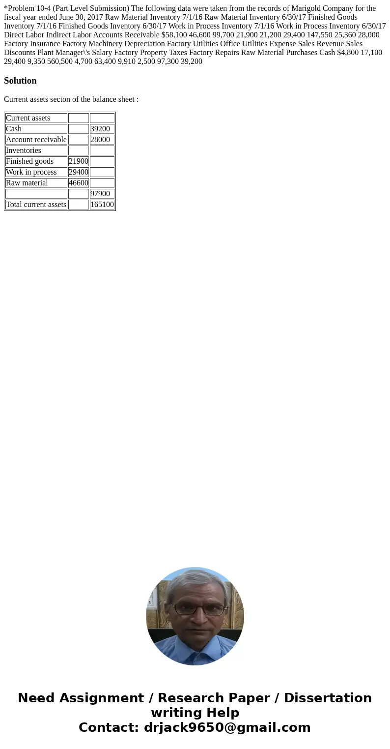 *Problem 10-4 (Part Level Submission) The following data were taken from the records of Marigold Company for the fiscal year ended June 30, 2017 Raw Material I  *Problem 10-4 (Part Level Submission) The following data were taken from the records of Marigold Company for the fiscal year ended June 30, 2017 Raw Material I