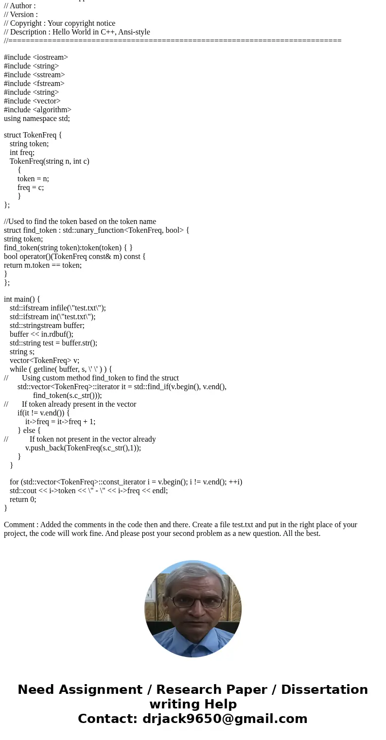 Problem 1.Given a string variable string s; initialize the value of s by receiving a paragraph in English text from the standard input cin. You could assume tha