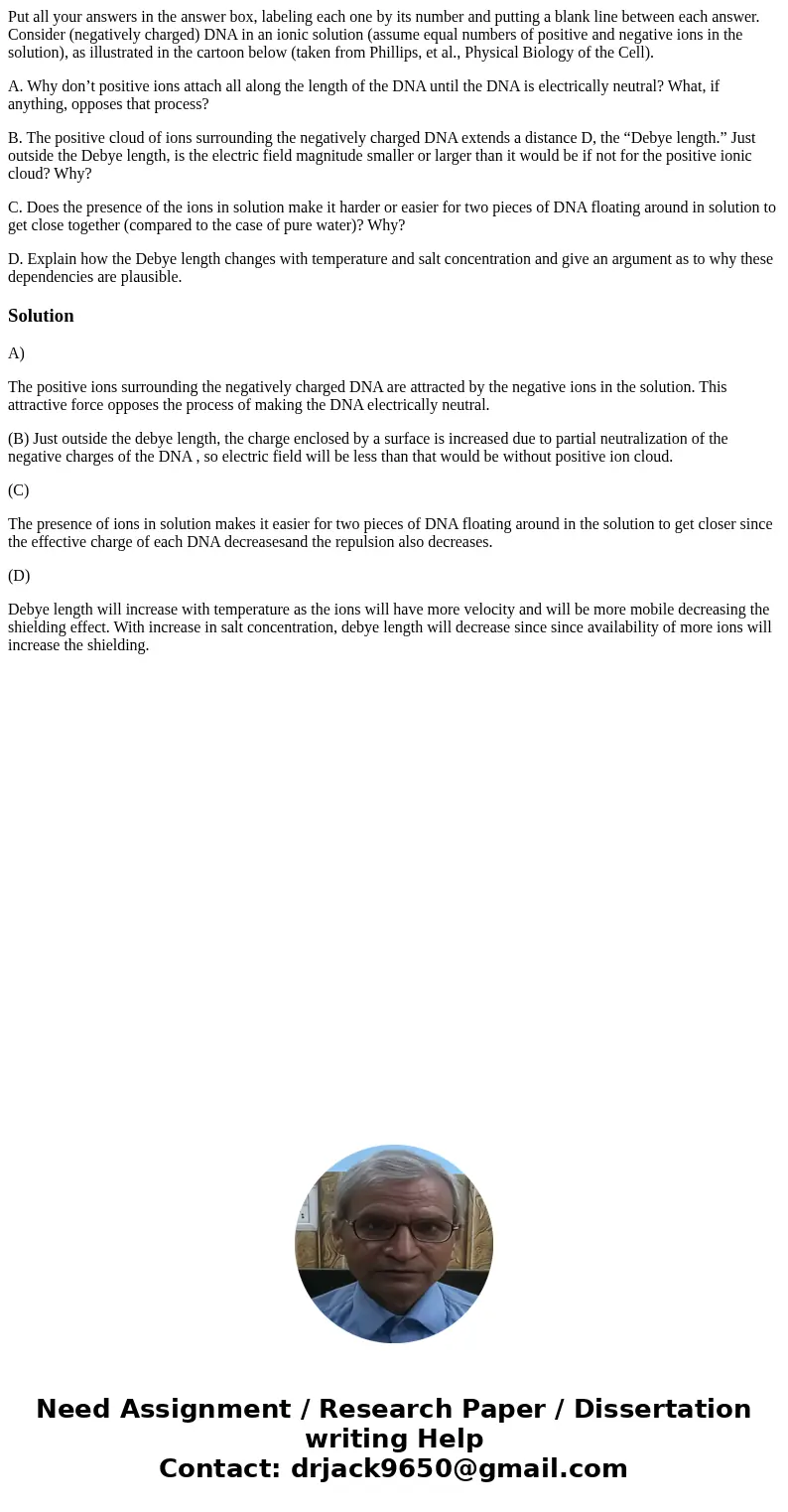 Put all your answers in the answer box, labeling each one by its number and putting a blank line between each answer. Consider (negatively charged) DNA in an io