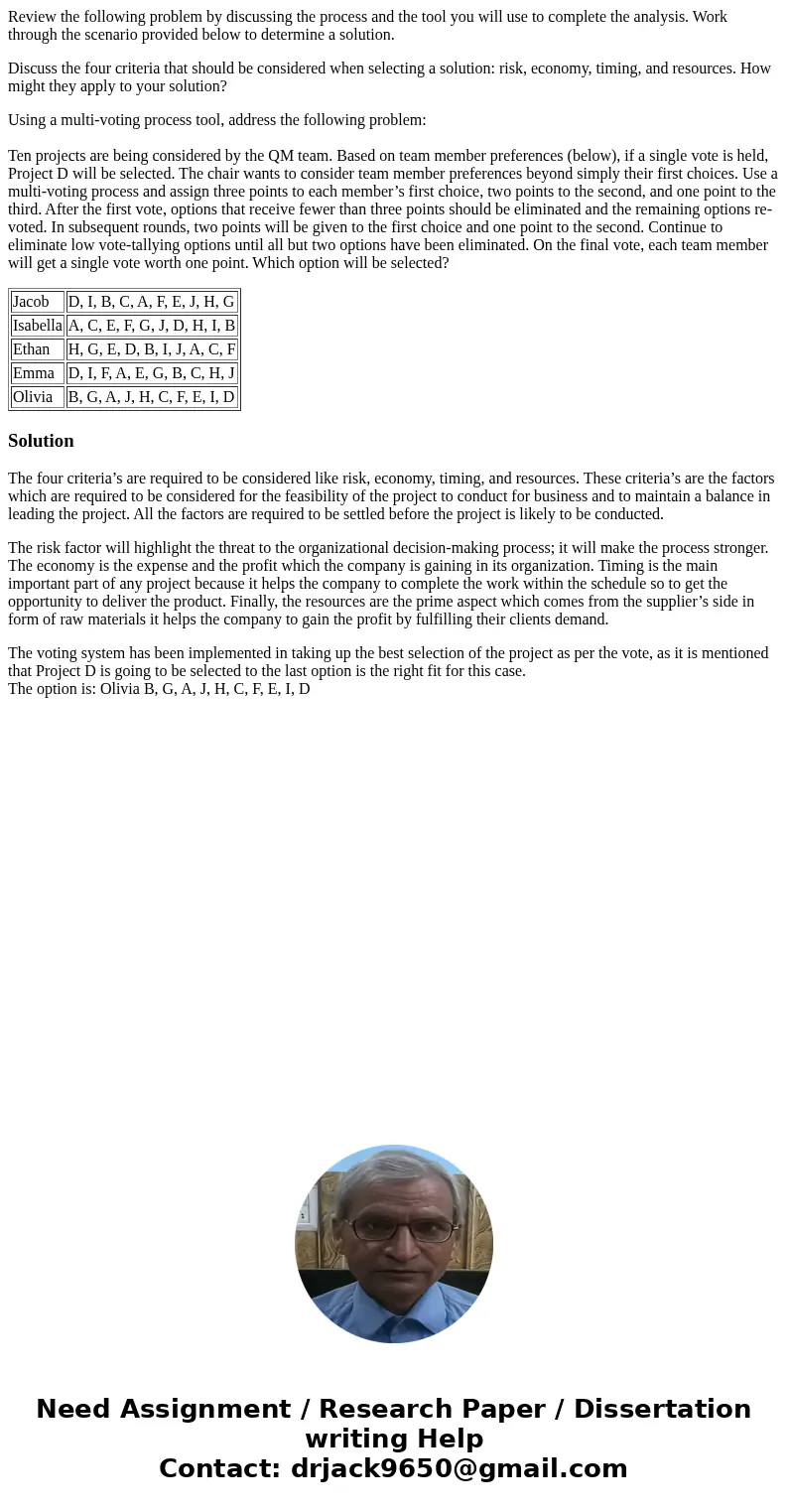 Review the following problem by discussing the process and the tool you will use to complete the analysis. Work through the scenario provided below to determine Review the following problem by discussing the process and the tool you will use to complete the analysis. Work through the scenario provided below to determine