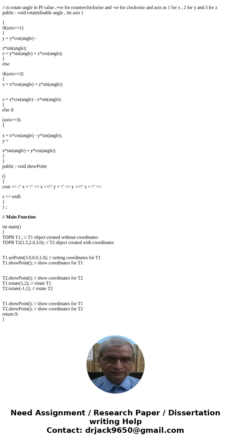  Specify, design, and implement a class that can be used to keep track of the position of a point in three-dimensional space. For example, consider the point dr