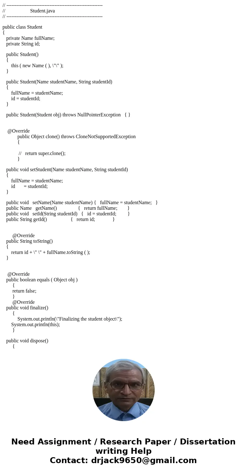 // ---------------------------------------------------------- // Student.java // ---------------------------------------------------------- public class Student