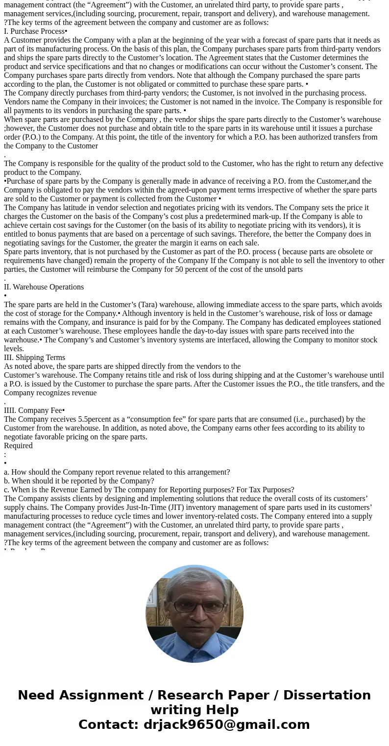  The Company assists clients by designing and implementing solutions that reduce the overall costs of its customers’ supply chains. The Company provides Just-In
