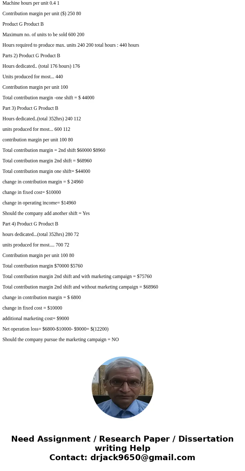  The following information Is Edgerron Company is able to produce two products, G and B, with the same mac available. hine in its factory. Product G Product B $