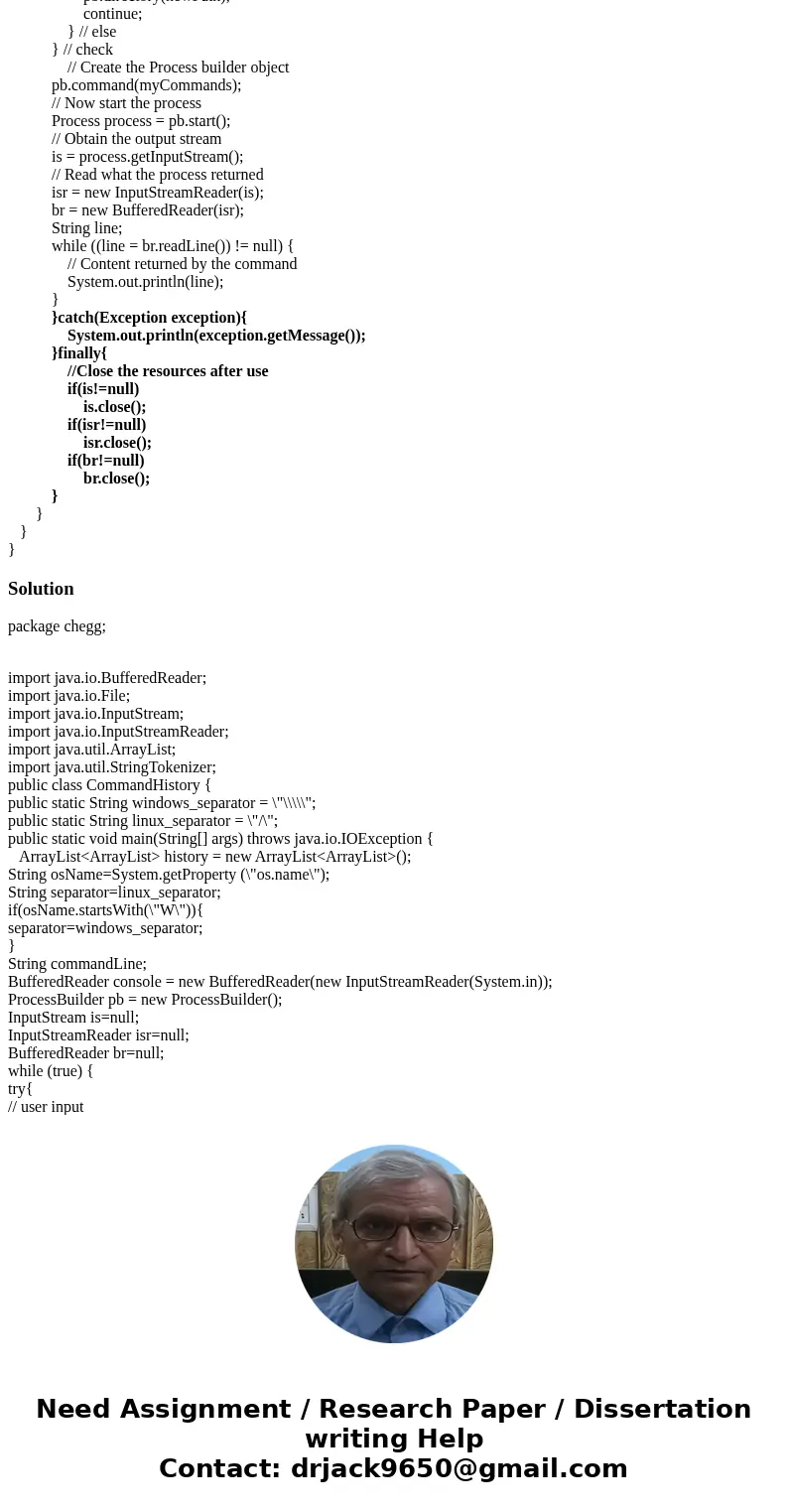 the program must alllow users to rerun commands from their history by supporting the following three techniques. when the user enters the command history you wi the program must alllow users to rerun commands from their history by supporting the following three techniques. when the user enters the command history you wi