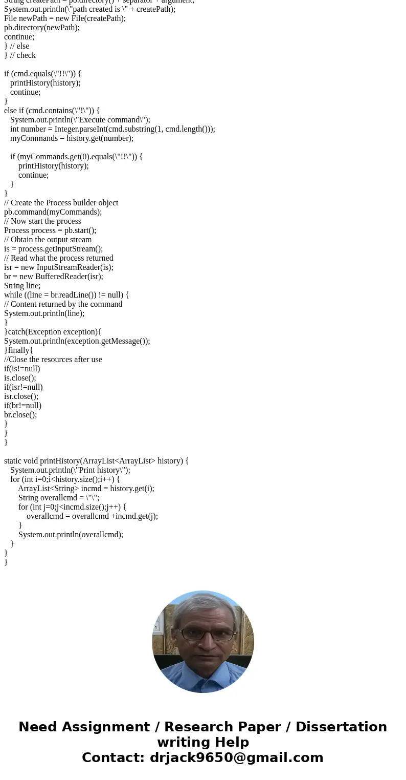 the program must alllow users to rerun commands from their history by supporting the following three techniques. when the user enters the command history you wi the program must alllow users to rerun commands from their history by supporting the following three techniques. when the user enters the command history you wi