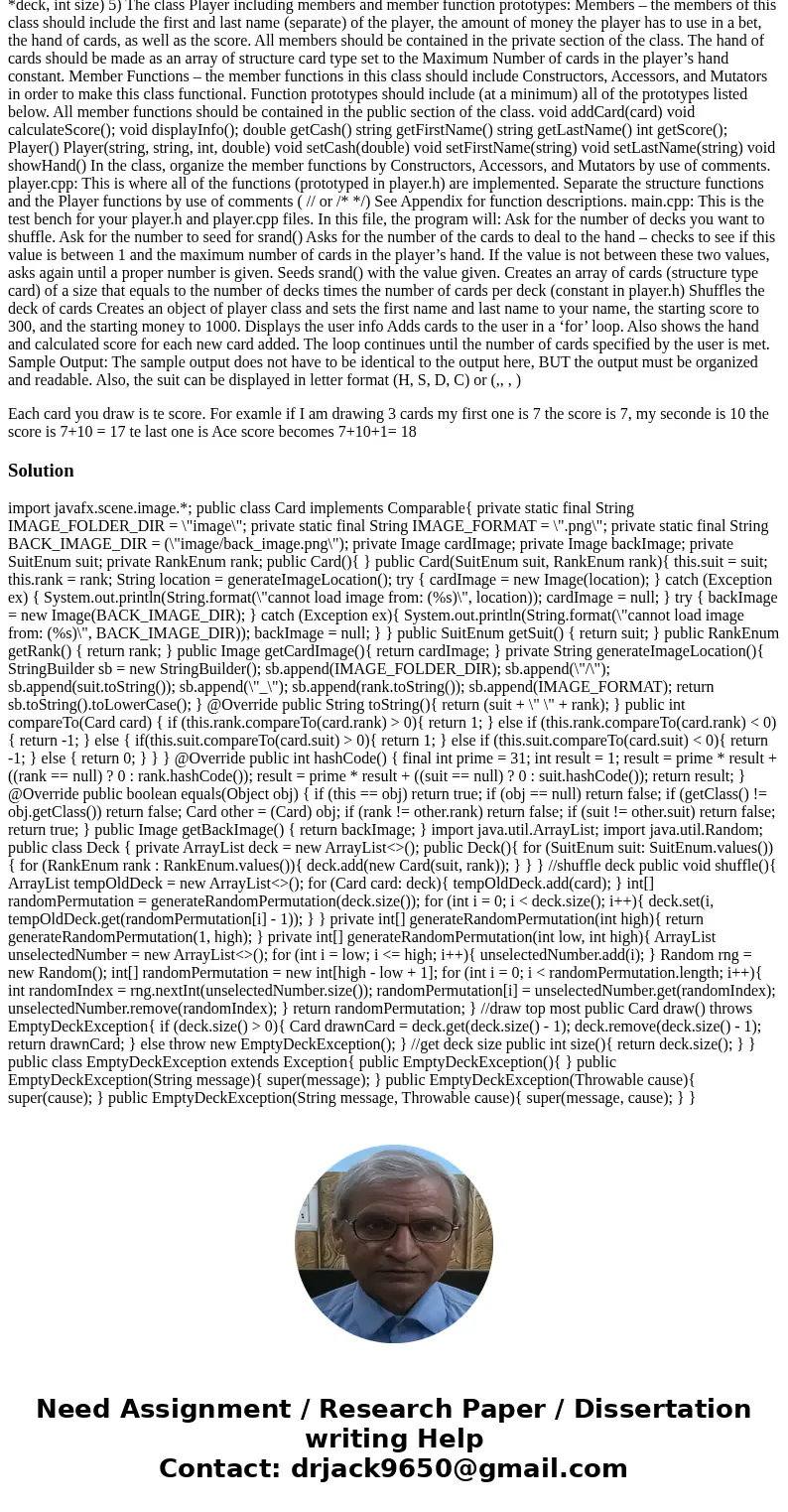 The program will be divided into 3 files: main.cpp, player.h, and player.cpp player.h: This header file will contain the following organization sections (Separa