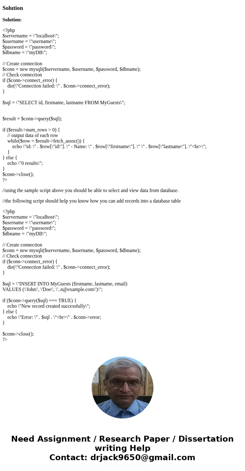 This assignment will assess the competency 3. Construct advanced SQL queries. Directions: Using your account at 000WebHost and PHPMyAdmin, create a PHP pages th This assignment will assess the competency 3. Construct advanced SQL queries. Directions: Using your account at 000WebHost and PHPMyAdmin, create a PHP pages th
