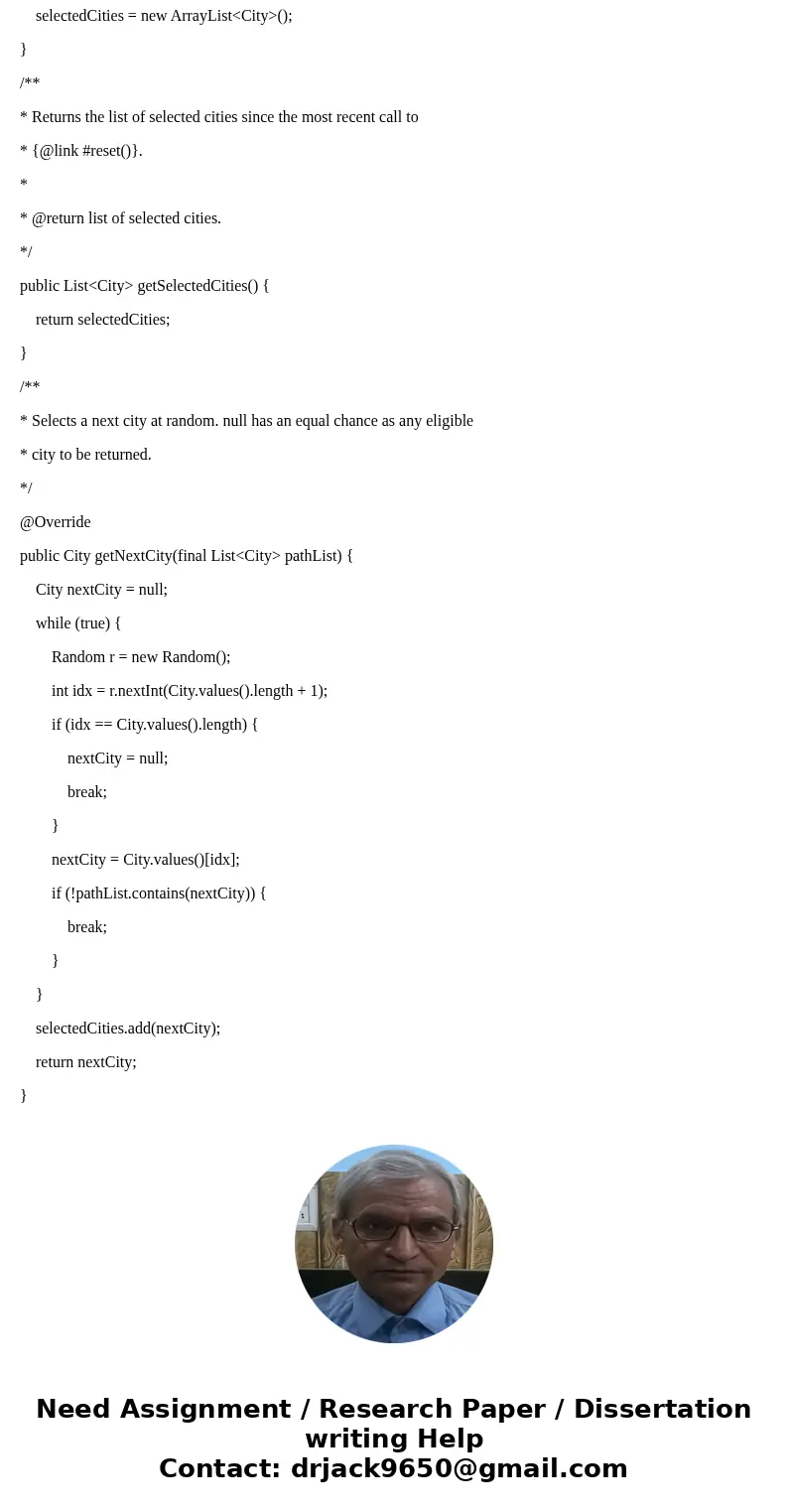 This lab is about finding a path from some source city to a destination city. Cities are represented by the City enum in the provided jar file. CitySelector is 