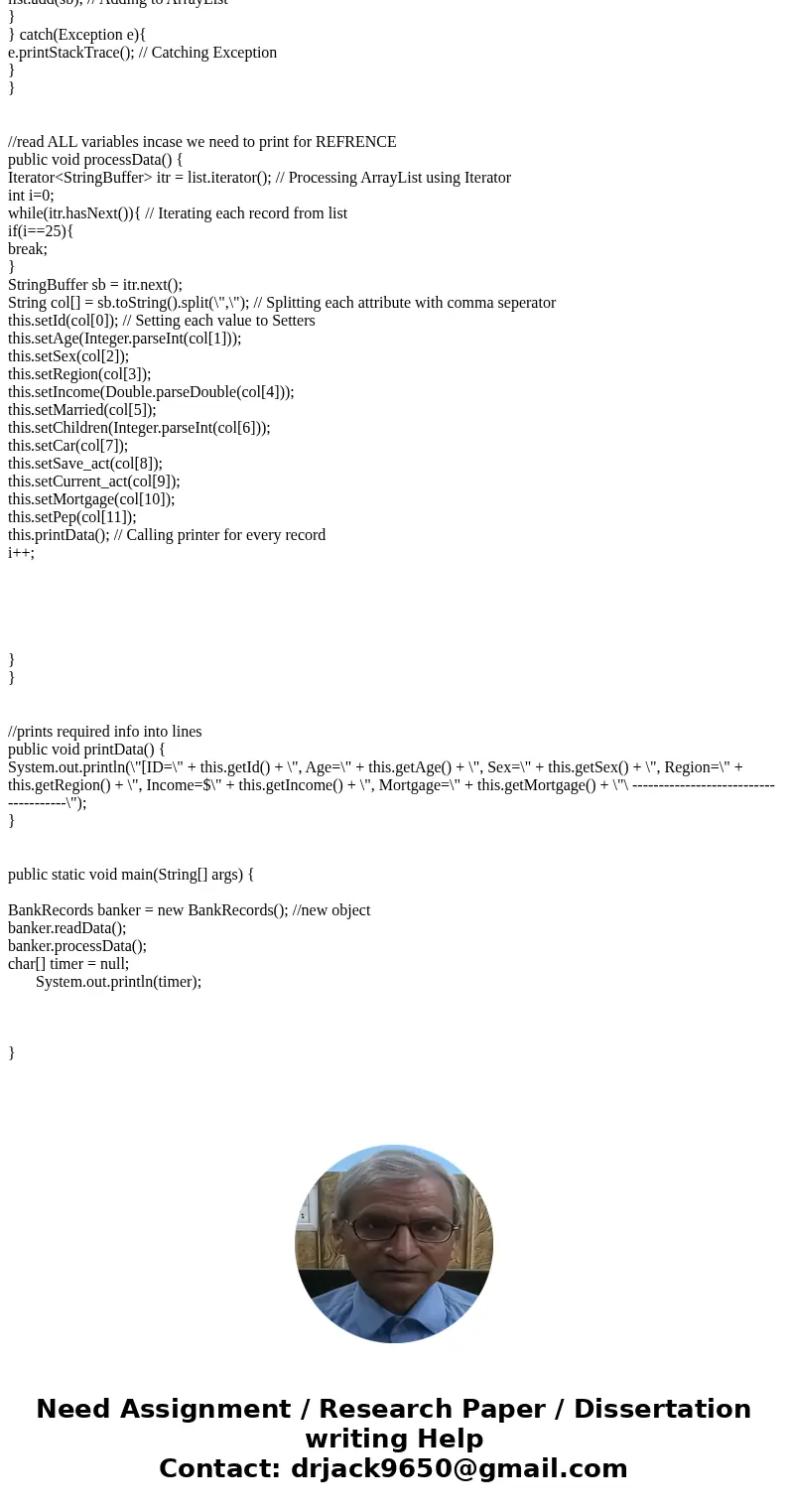 To write a program that performs data analysis from class objects PROJECT DESCRIPTION Bank is in desperate need of analytics from its clients for its loan appl  To write a program that performs data analysis from class objects PROJECT DESCRIPTION Bank is in desperate need of analytics from its clients for its loan appl