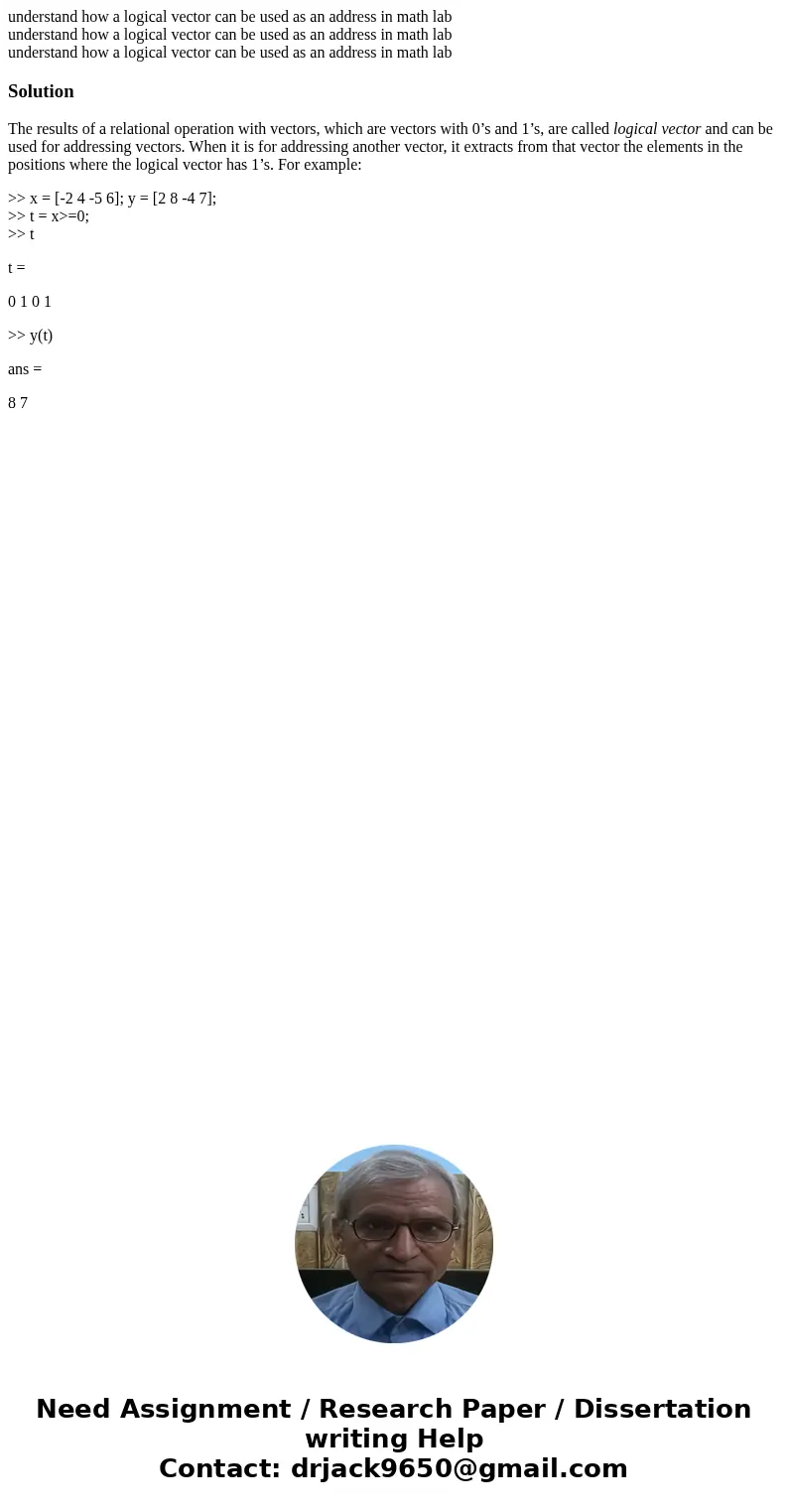 understand how a logical vector can be used as an address in math lab understand how a logical vector can be used as an address in math lab understand how a lo  understand how a logical vector can be used as an address in math lab understand how a logical vector can be used as an address in math lab understand how a lo