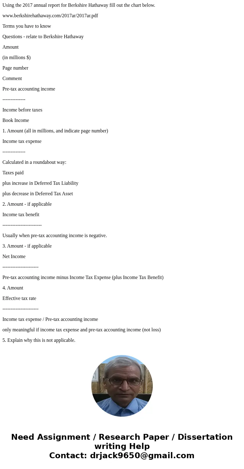 Using the 2017 annual report for Berkshire Hathaway fill out the chart below. www.berkshirehathaway.com/2017ar/2017ar.pdf Terms you have to know Questions - rel Using the 2017 annual report for Berkshire Hathaway fill out the chart below. www.berkshirehathaway.com/2017ar/2017ar.pdf Terms you have to know Questions - rel