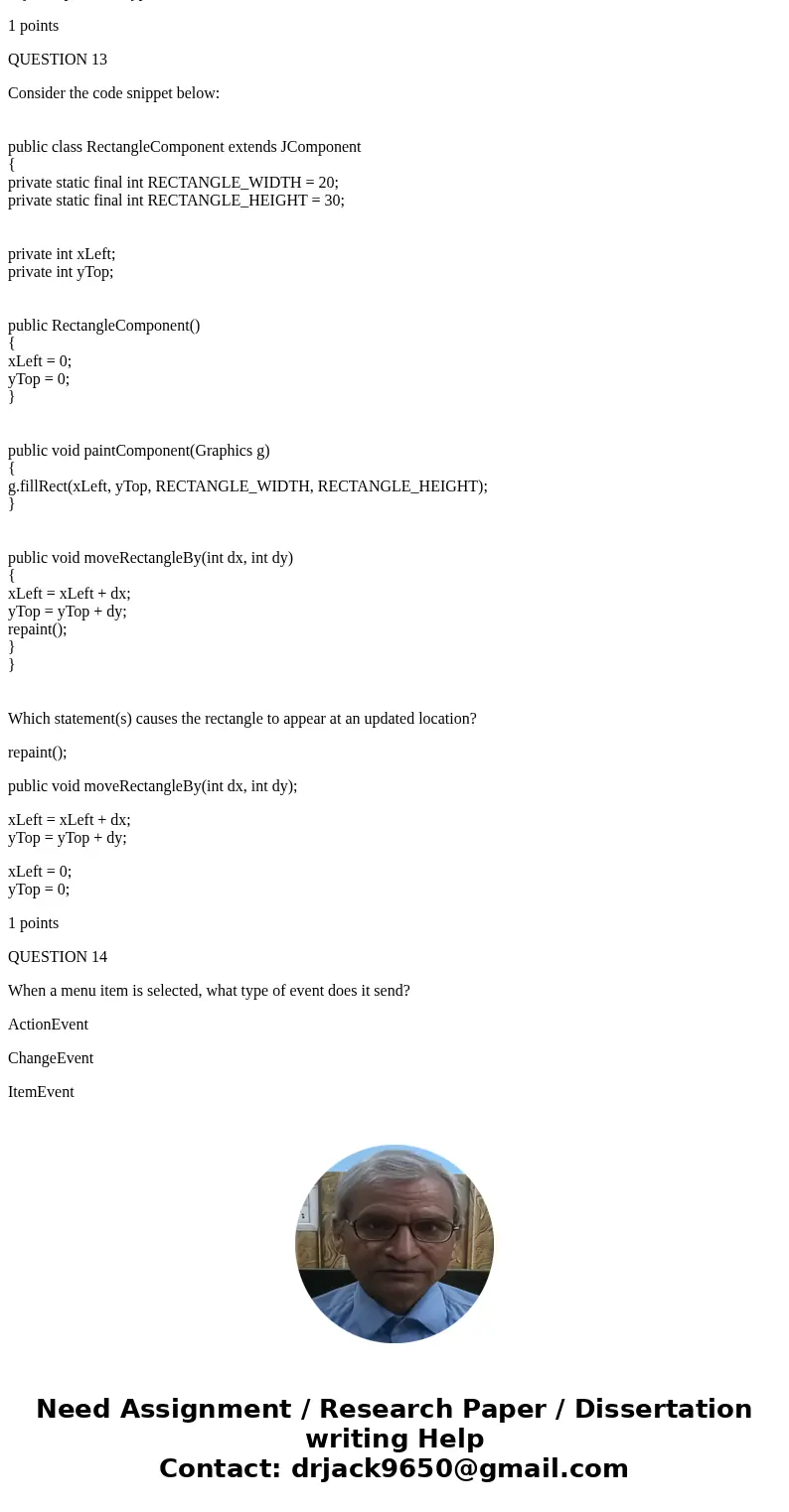 When you use a timer, you need to define a class that implements the ____ interface. TimerListener TimerActionListener ActionListener StartTimerListener 1 point When you use a timer, you need to define a class that implements the ____ interface. TimerListener TimerActionListener ActionListener StartTimerListener 1 point