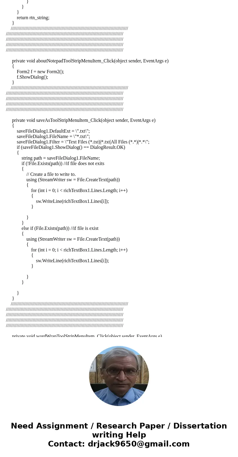 write a program to create a notepad in visual studio 2012Solution //////////////////////////////////////////////////////////////////////////////////////// ///// write a program to create a notepad in visual studio 2012Solution //////////////////////////////////////////////////////////////////////////////////////// /////