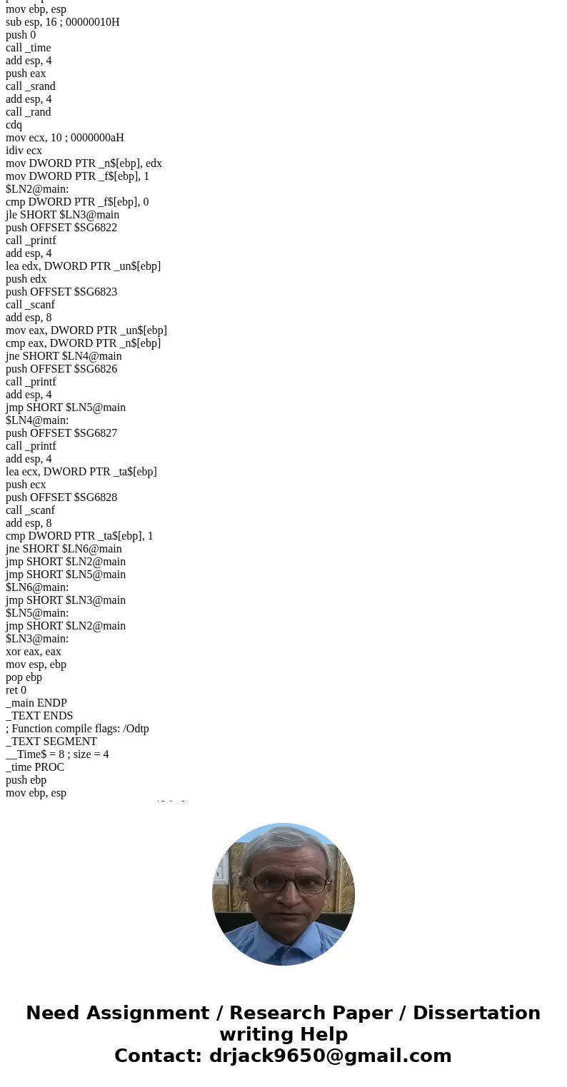 Write an Assembly Language program that generates a random number between 0 to 9, then ask user to choose a number from 0 to 9. If the user chooses the same num