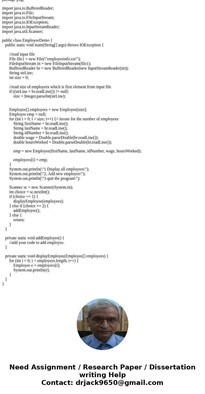 You have to create two classes. The first class \ You have to create two classes. The first class \
