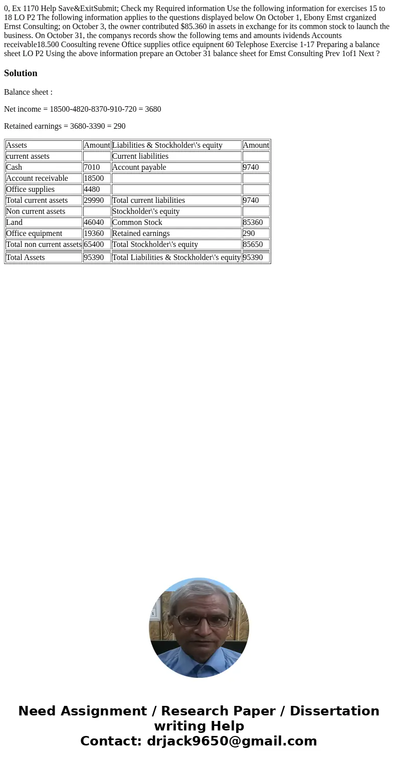 0, Ex 1170 Help Save&ExitSubmit; Check my Required information Use the following information for exercises 15 to 18 LO P2 The following information applies  0, Ex 1170 Help Save&ExitSubmit; Check my Required information Use the following information for exercises 15 to 18 LO P2 The following information applies