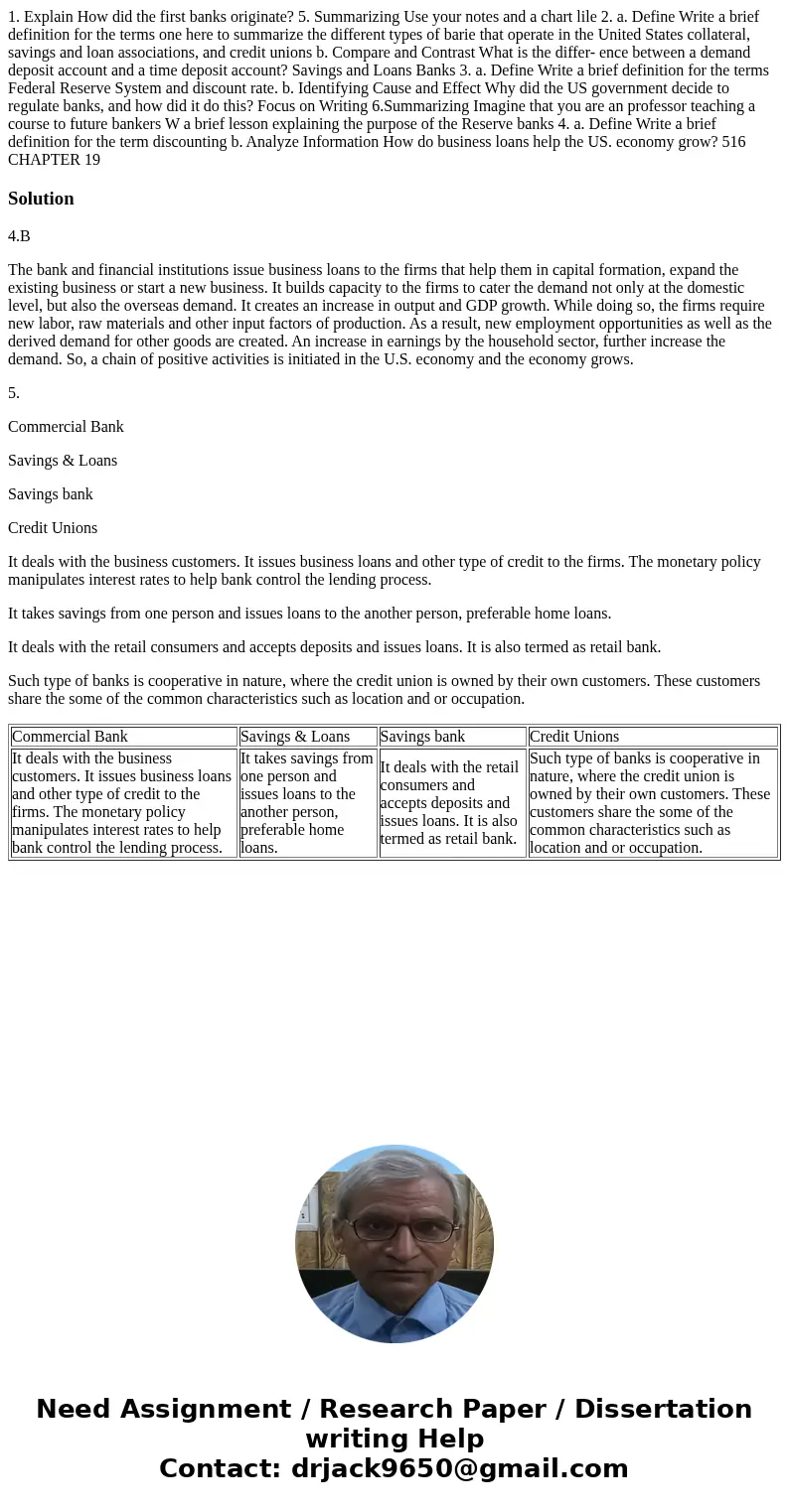 1. Explain How did the first banks originate? 5. Summarizing Use your notes and a chart lile 2. a. Define Write a brief definition for the terms one here to su  1. Explain How did the first banks originate? 5. Summarizing Use your notes and a chart lile 2. a. Define Write a brief definition for the terms one here to su