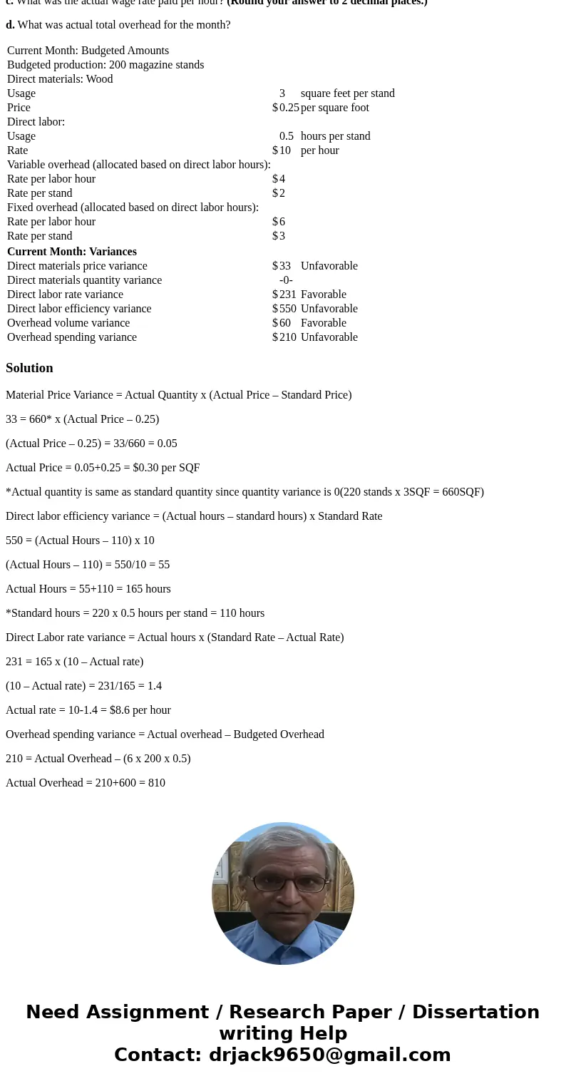 Anton Company manufactures wooden magazine stands. An accountant for Anton just completed the variance report for the current month. After printing the report, 