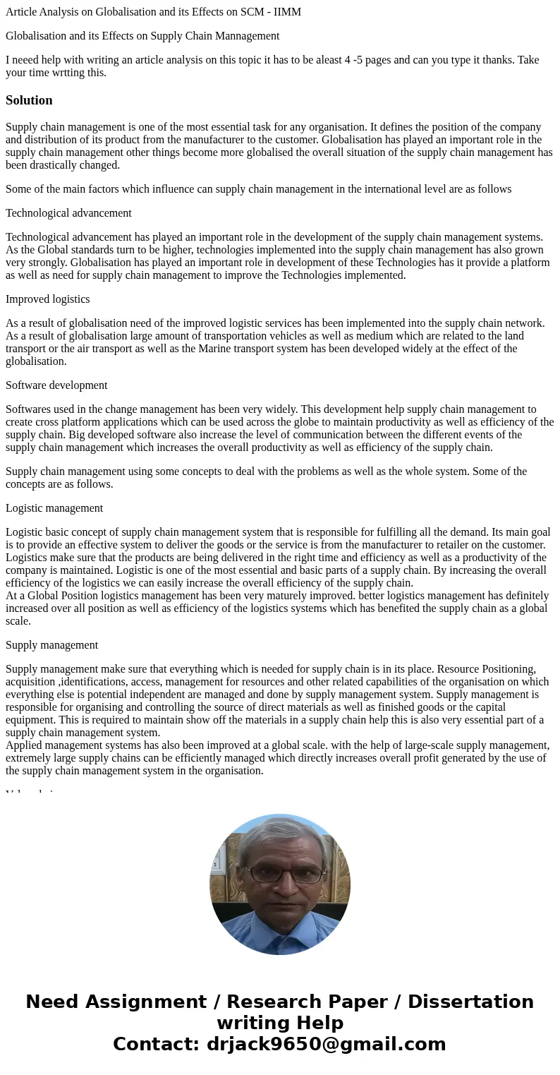 Article Analysis on Globalisation and its Effects on SCM - IIMM Globalisation and its Effects on Supply Chain Mannagement I neeed help with writing an article a Article Analysis on Globalisation and its Effects on SCM - IIMM Globalisation and its Effects on Supply Chain Mannagement I neeed help with writing an article a