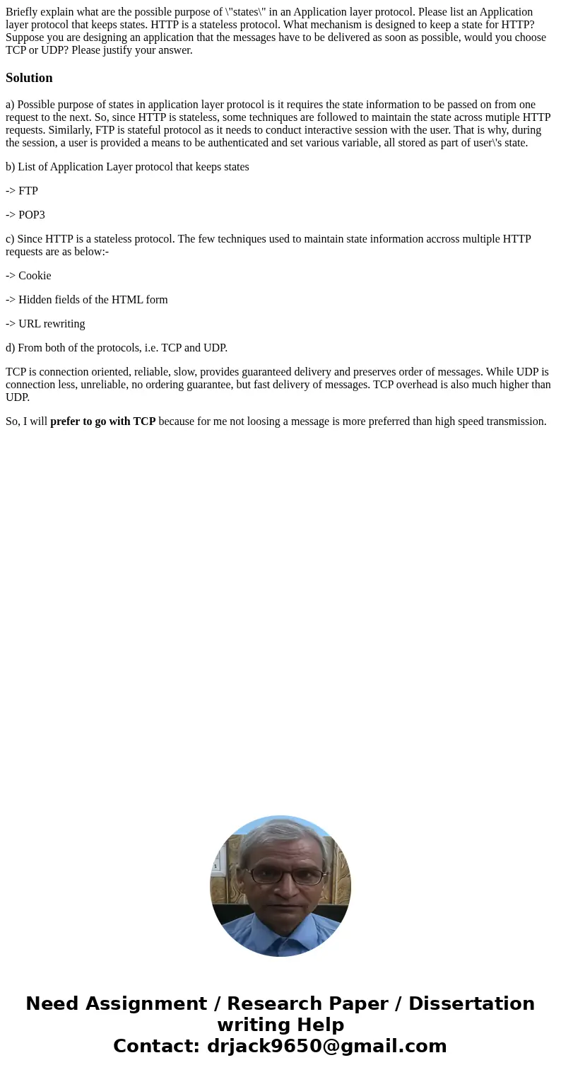  Briefly explain what are the possible purpose of \