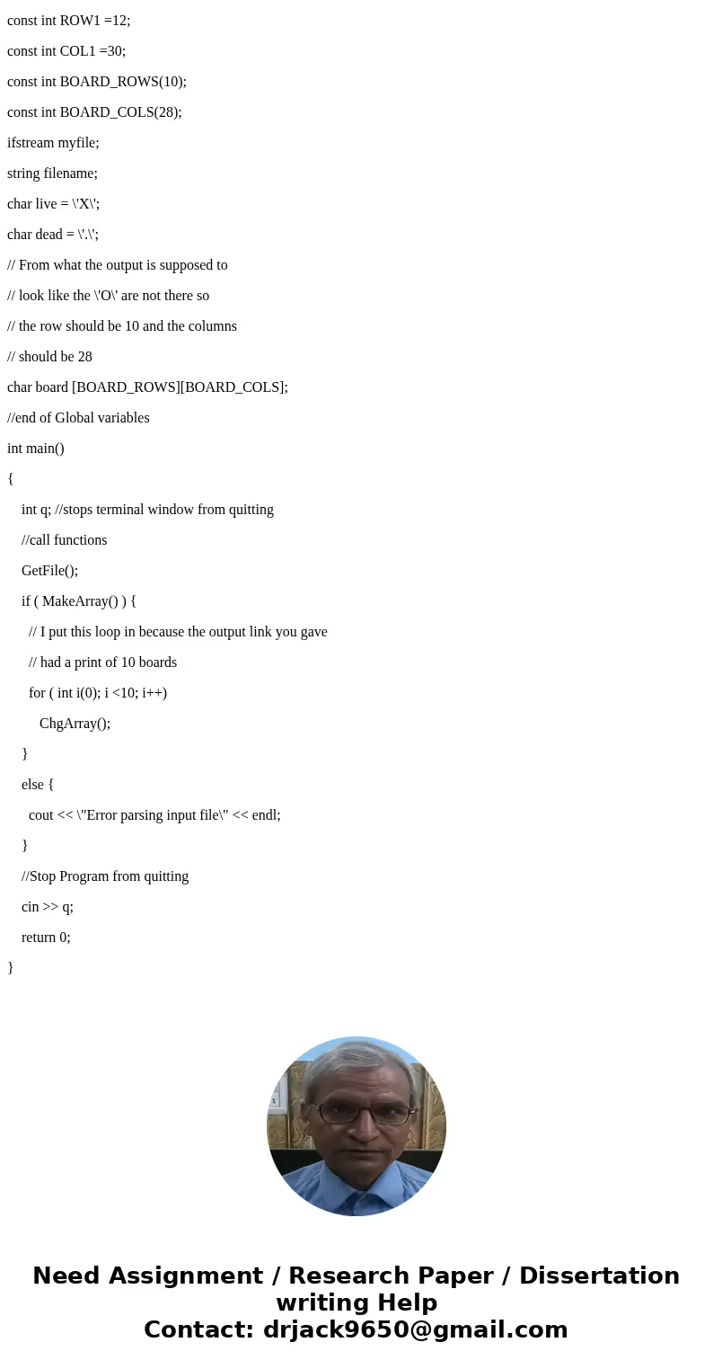 C++ GAME OF LIFE UNIQUE PROJECT HELP **WILL PAY VIA VENMO APP/PAYPALL** thank you complete the code with unique comments given The game is called Game of Life:  C++ GAME OF LIFE UNIQUE PROJECT HELP **WILL PAY VIA VENMO APP/PAYPALL** thank you complete the code with unique comments given The game is called Game of Life: