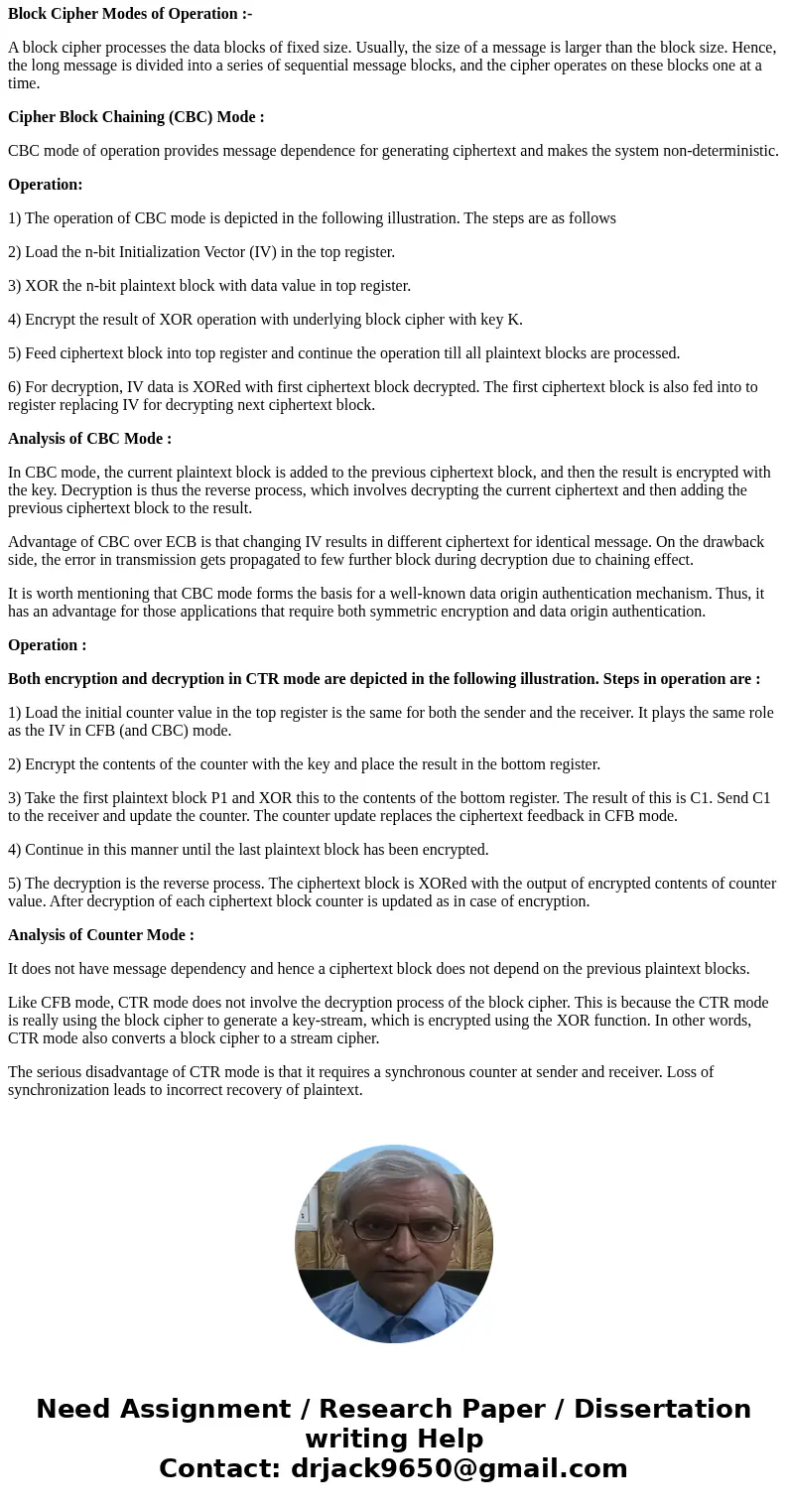 Can a block cipher be used in Random Counter mode (R-CTR) to compute a MAC? Argue based on the details of the R-CTR mode of operationSolutionAnswer:- Block Ciph Can a block cipher be used in Random Counter mode (R-CTR) to compute a MAC? Argue based on the details of the R-CTR mode of operationSolutionAnswer:- Block Ciph