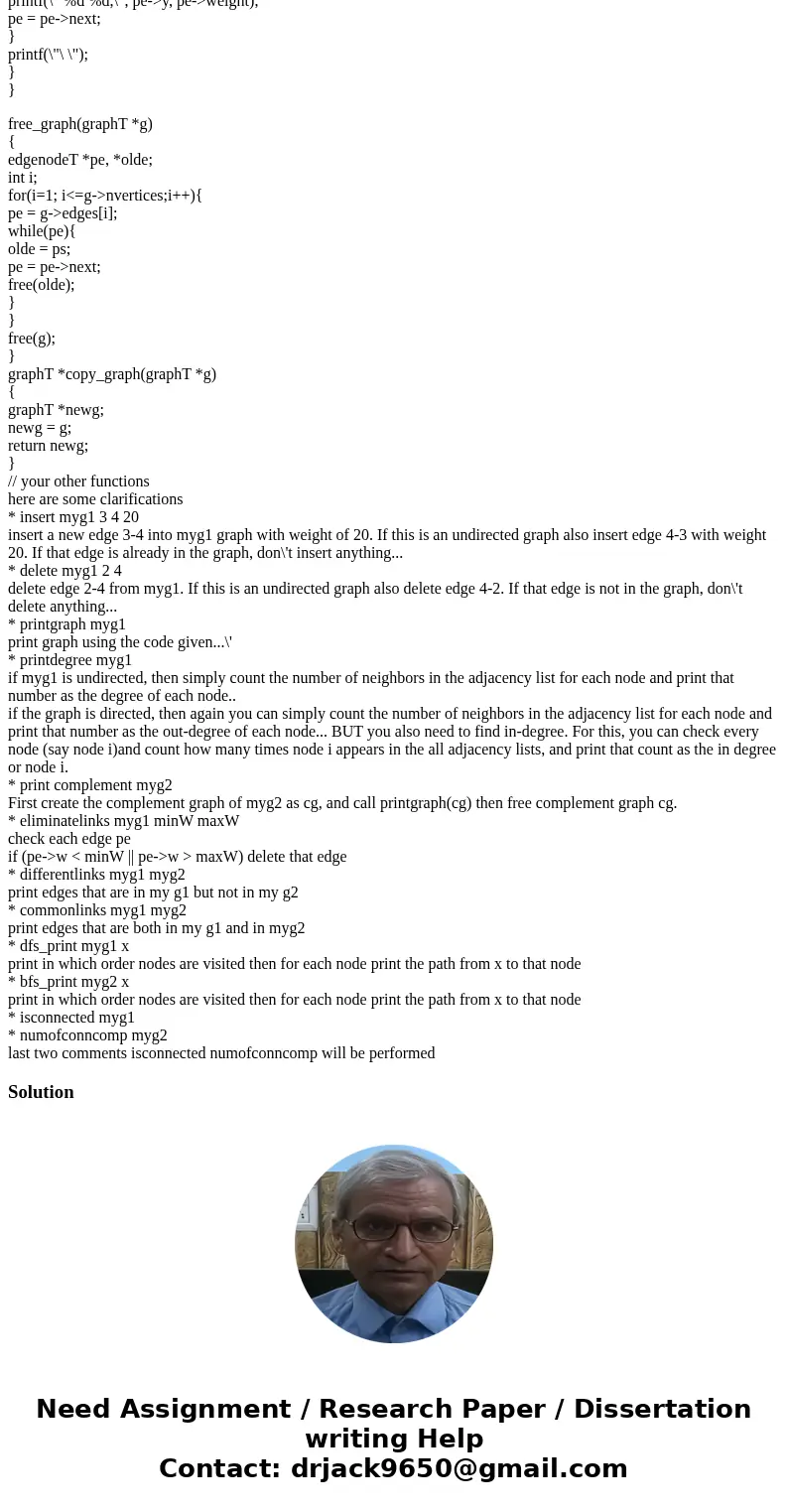 first modify insert_edge() function so that it can keep the link list sorted w.r.t. neighbor IDs. Second implement graph_copy() to create a copy of the given gr first modify insert_edge() function so that it can keep the link list sorted w.r.t. neighbor IDs. Second implement graph_copy() to create a copy of the given gr
