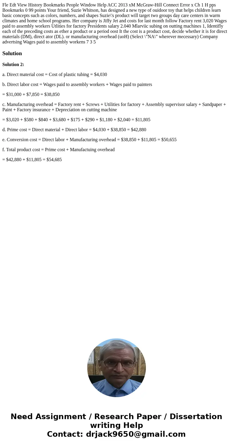  Fle Edt View History Bookmarks People Window Help ACC 2013 xM McGraw-Hill Connect Error x Ch 1 H pps Bookmarks 0 99 points Your friend, Suzie Whitson, has desi